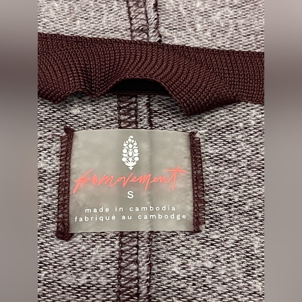 Free People Bonfire Hoodie Fig Jam  Burgundy Oversized Cropped Size XS - Picture 5 of 6